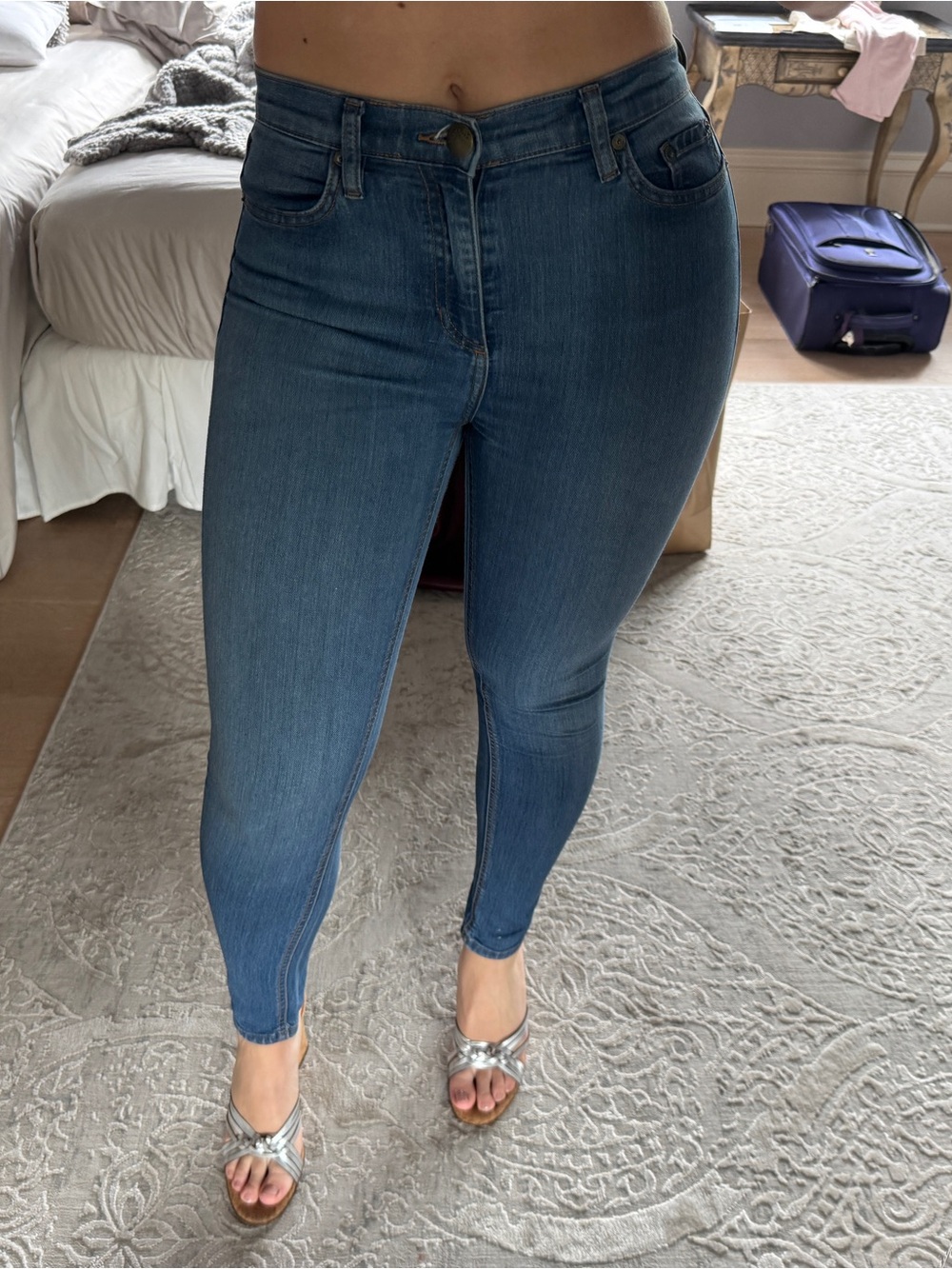 Free People High-Rise Skinny Jeans in Medium Blue Wash